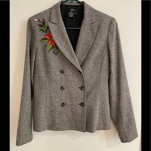 Jon black/gray tweet suit. Size 6 jacket, size 8 pants